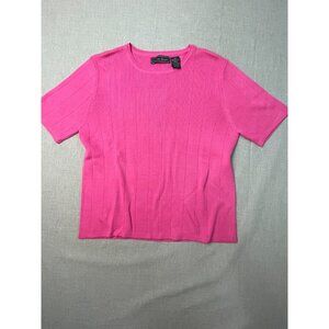 Laura Scott Women's Pink Large Round Neck Short Sleeve Knit Top USED